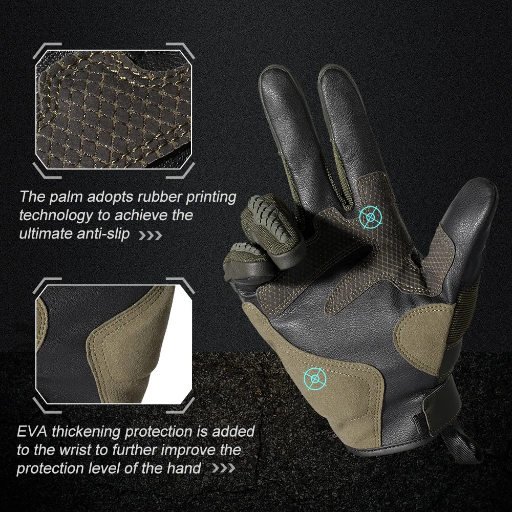 Motorcycle Tactical Gloves Touch Screen Cycling Bicycle Anti-Slip Shockproof Rubber Protective Hunting Shooting Mitten Men Women