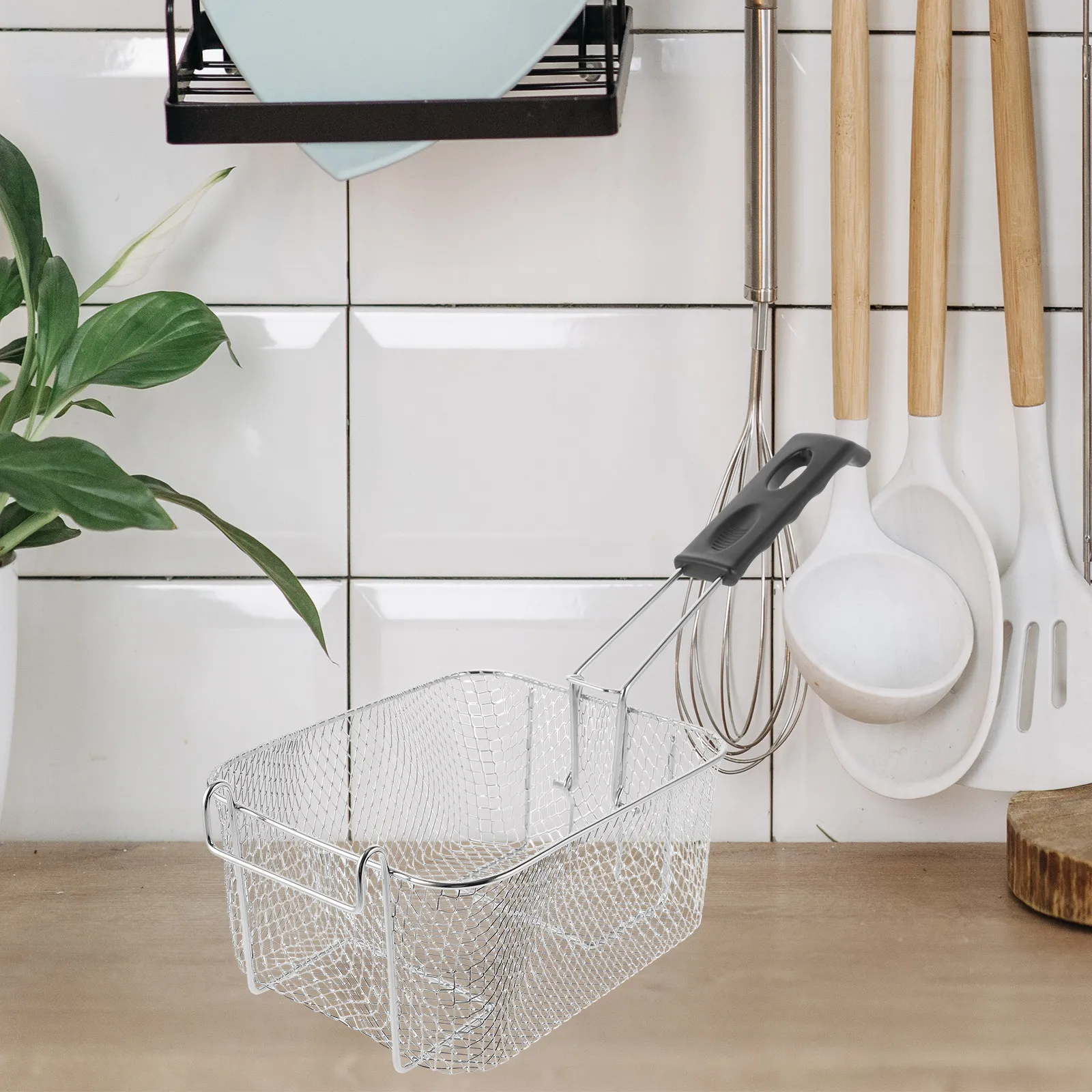 

Корзина для фритюра из нержавеющей стали с сеткой, съемной ручкой и большой вместимостью, для варки, приготовления и жарки