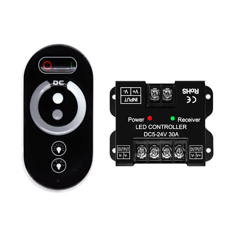 Small Iron Shell Controller Touch Remote Control Indicator Dc5-24V 30A 6Key Single Light Cct Rgb Smd Cob Strip Dimmer Controller