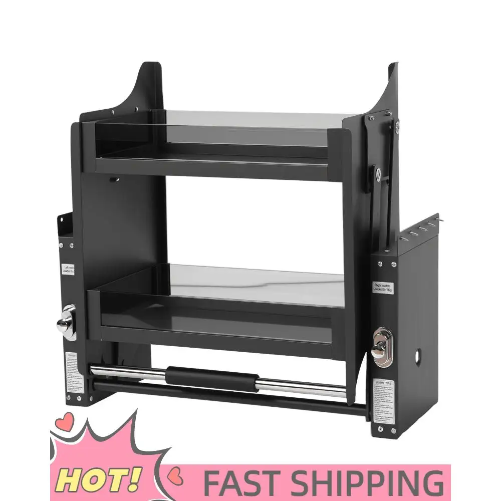 

2-Tier Pull-down Seasoning Rack Aluminum Alloy 22.2 Inch Pull Cabinet Shelf Organizer Large Storage Space 15kg