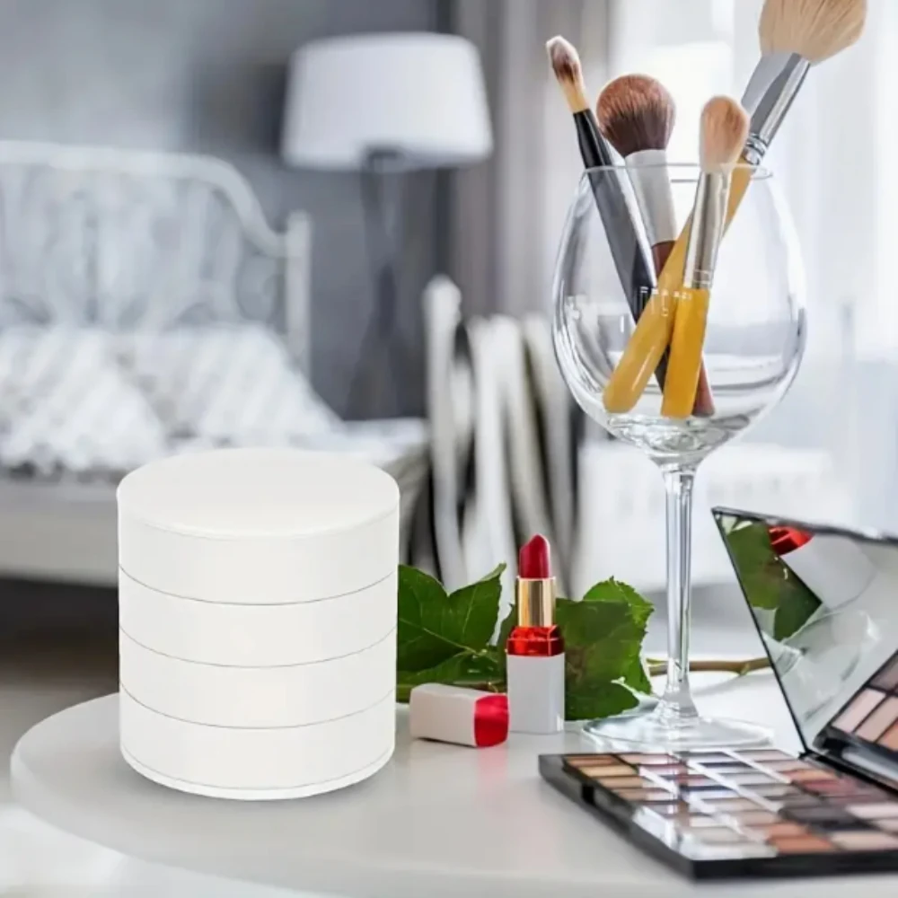 1pc Rotating Multi-Tier Desktop Organizer - for Hair Accessories, Jewelry, And a Vanity Box with a Cover - Dust-Resistant Jewelr