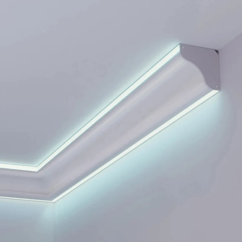 1M Surface Mounted Aluminum Profile Corner Linear Lamp Indoor Double Luminous Bedroom LED Channel Ceiling Plaster