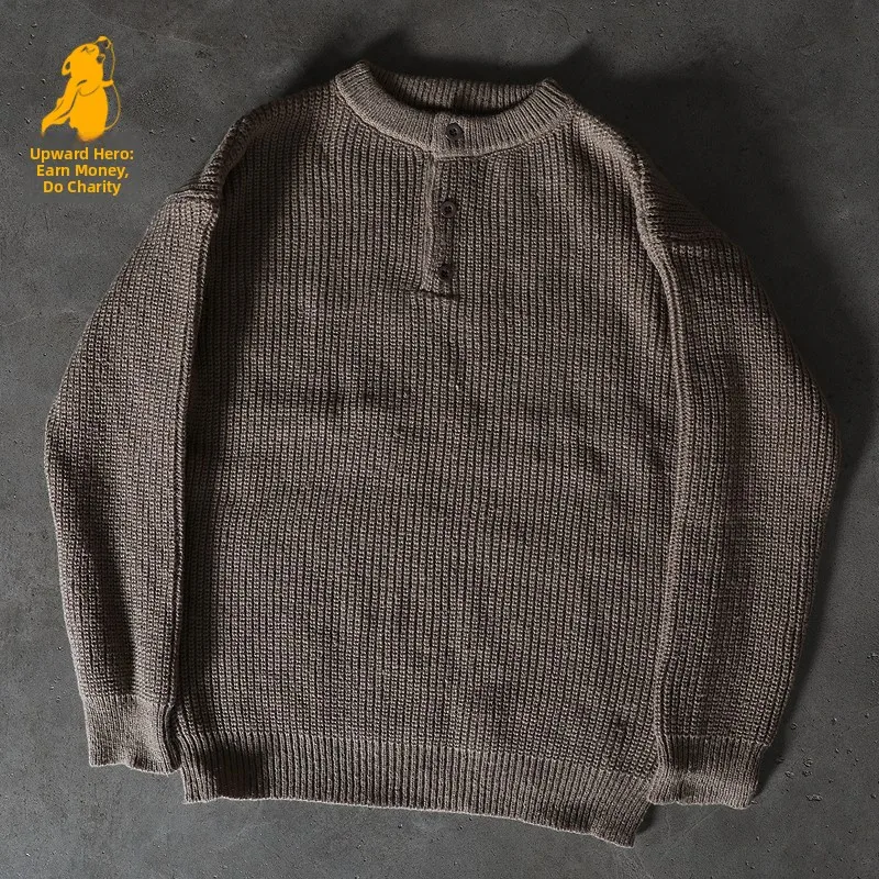 Laid-back Style Knitted Sweater Loose Fit Unisex Base Layer Shirt Couple's Casual Wear Warm Thick Long Sleeve round Neck