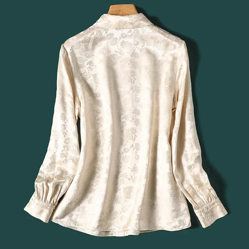 New Arrival Ladies' jacquard Shirts silk blouses for Elegant Style Women's Button-Down Tops with Graceful Design blusa mujer