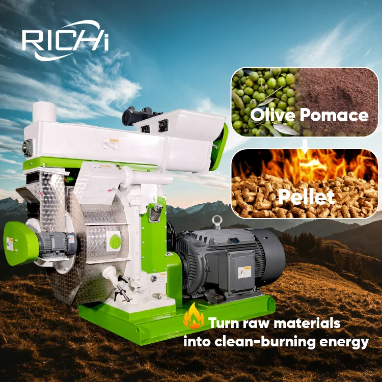 ATV&UTVRICHI Olive Pomace Pellet Making Machine Price - High Efficiency Small Scale Biomass Pellet Making Machine