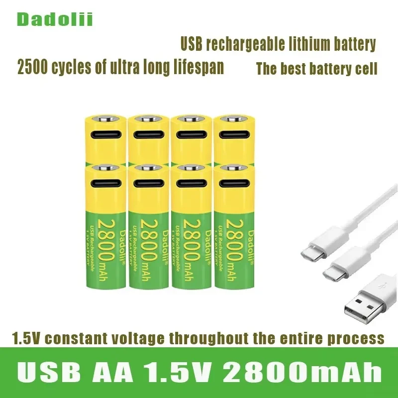 

Dadoli AA rechargeable lithium-ion battery, 2800Mah, 1.5 V, USB 2A fast charging, LSD battery remote control toy