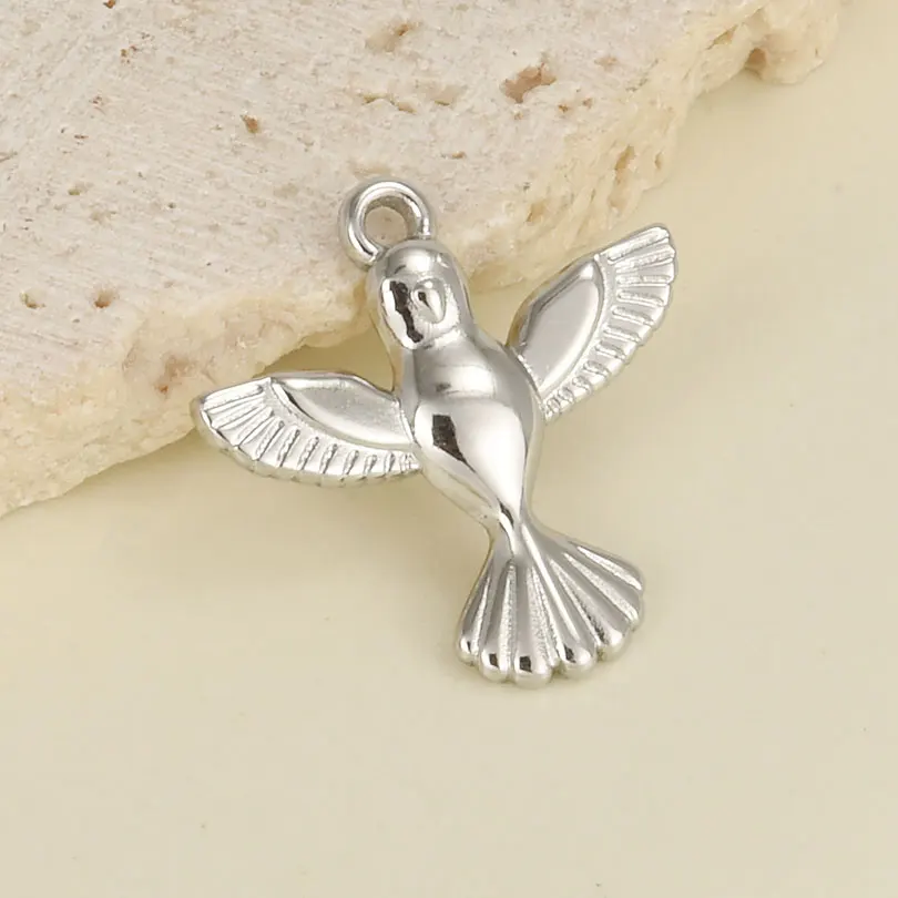 Silver Color Animal Pendant Owl Flamingo Butterfly Stainless Steel Pendants For Jewelry Making Supplies Birds Charm DIY Findings