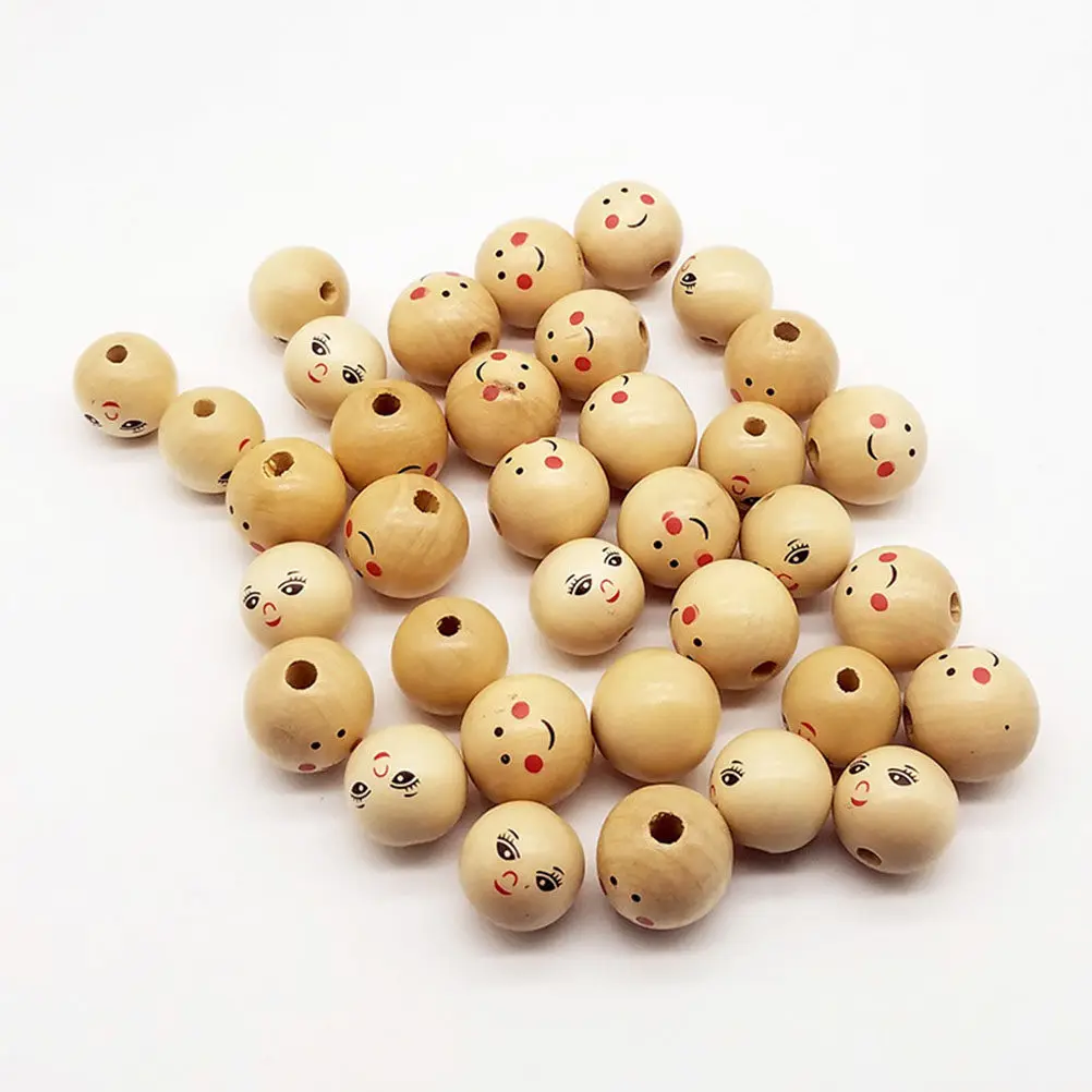 20Pcs 22Mm Natural Face Beads Loose Round Beads for DIY Jewelry Making Handcraft Projects Educational Craft Kit