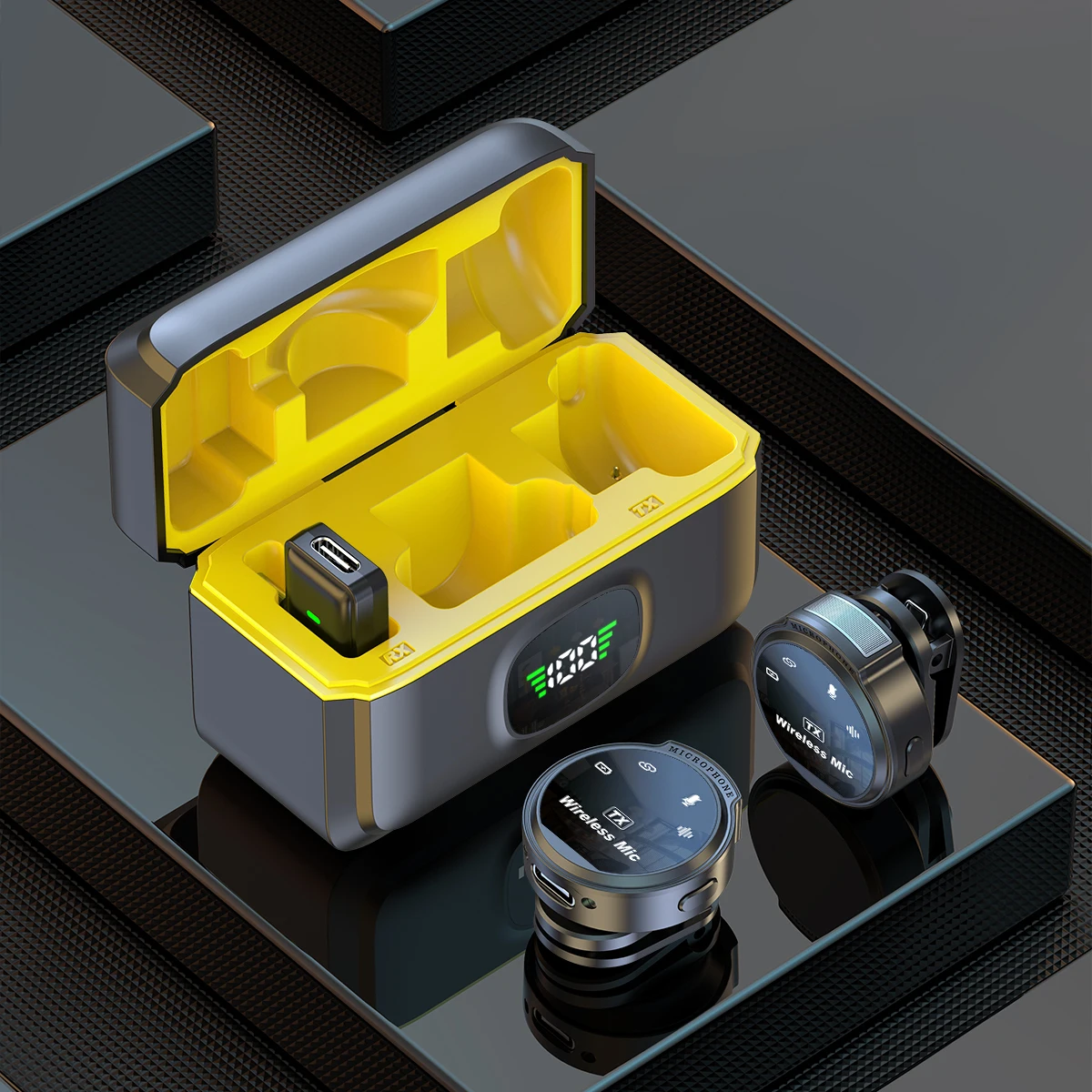 ميكروفون Lavalier لاسلكي من واحد إلى اثنين، تسجيل مرساة متكامل، ميكروفون صغير لتقليل الضوضاء فيديو قصير