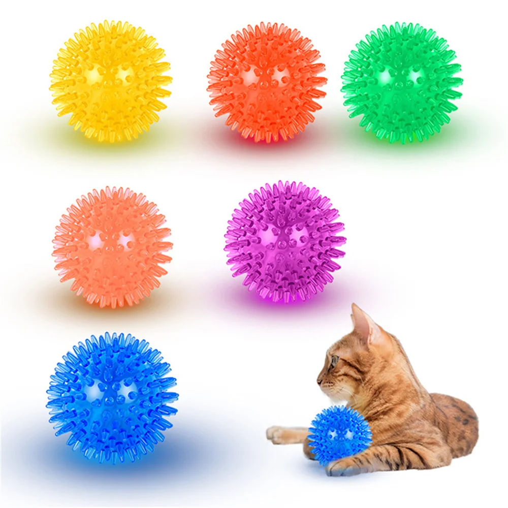 Pet Dog Toys Cat Puppy Sounding Toy Polka Squeaky Tooth Cleaning Ball TPR Training Teeth Chewing Toy Thorn Balls Pet Accessories