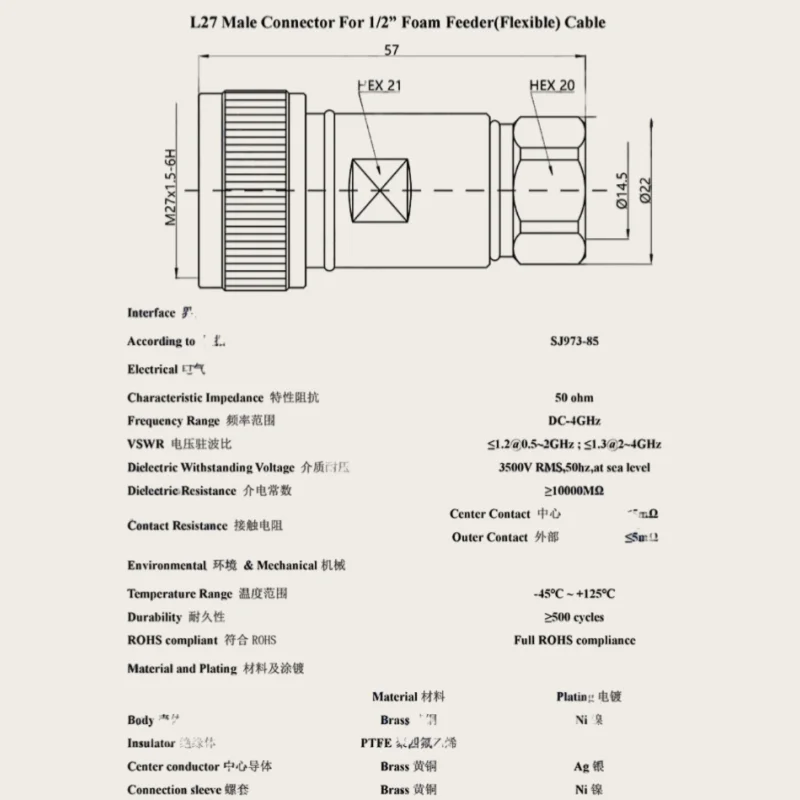 L27 Male Connector For 50-9 1/2