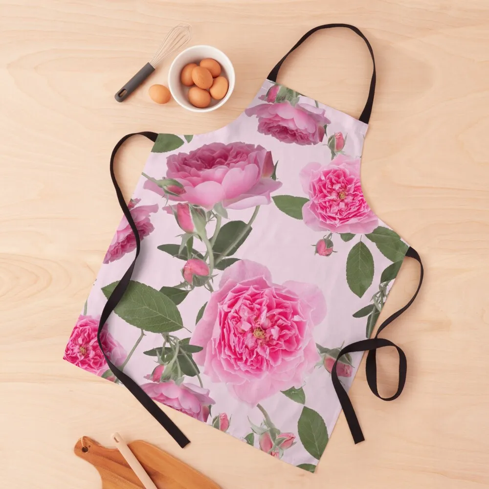 

Bright Pink Roses English Garden Scene Apron Cute Kitchen Accessories Kitchenware japanese style Apron