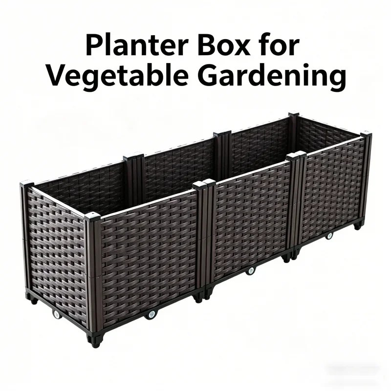 

Large Plastic Planter Box for Balcony Patio - Raised Garden Bed Vegetable Flower Pot Indoor Outdoor Herb Growing Container