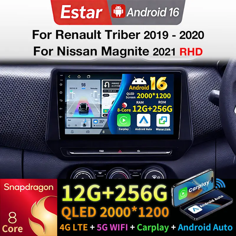 Android 16 Car radio For Renault Triber 2019 - 2020 For Nissan Magnite 2021 RHD Wireless Carplay Android Auto Multimedia Player