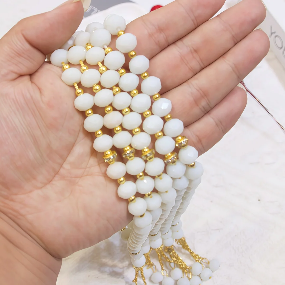 High-gloss polished crystal glass prayer beads, 10mm diameter, 33 hand-polished beads for handheld play and decorative use