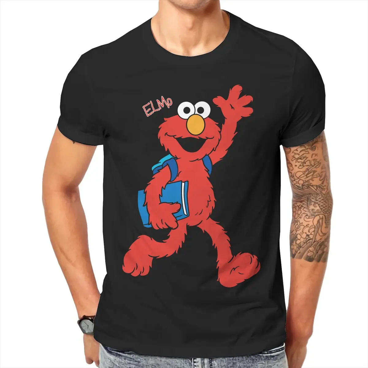 Men Sesame Streets T-Shirt Fashion Style Elmo Hipster Ofertas O Neck Graphic Tshirt