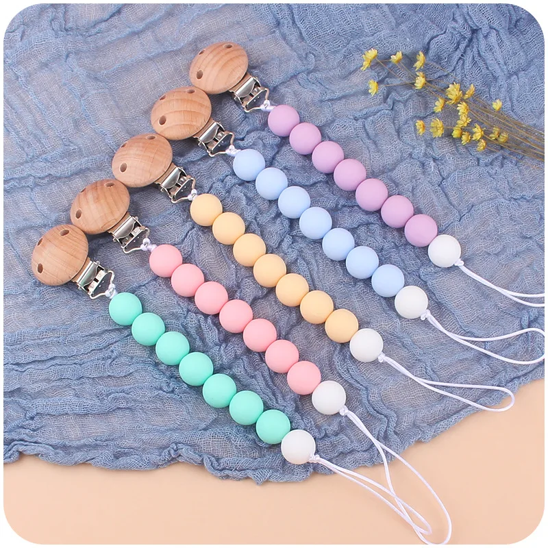 ABCPICK New Baby Product Pacifier Chain Beech Clip Anti Drop Chain Silicone Bite Adhesive Grinding Pacifier Anti Drop Chain