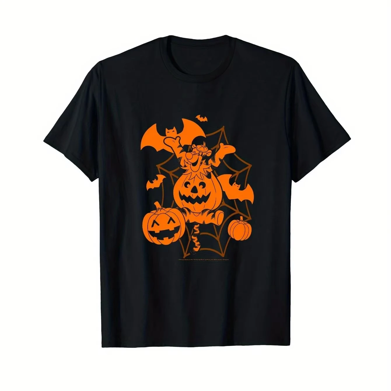 

2025 New summer Disney Pumpkin ThemeTigger Pattern Men's Casual T-shirt unisex Casual Comfortable Sports Short Sleeves