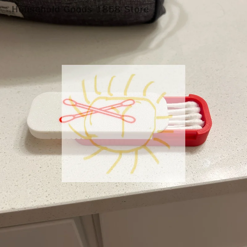 Mini Sliding Cotton Swab Storage Box Portable Swab Case For Travel And Daily Use Multi-Compartment Dust-Proof Keeps Clean