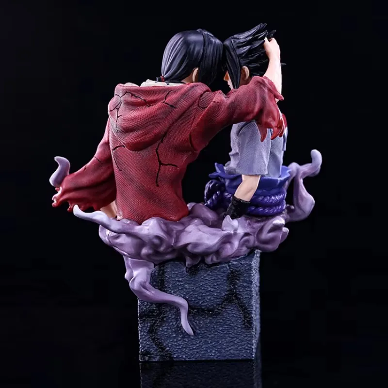 18cm Anime Naruto Figure Naruto Uchiha Sasuke Itachi Brothers Bust Figurine Statue Model PVC Desktop Collection Action Figure To view 2