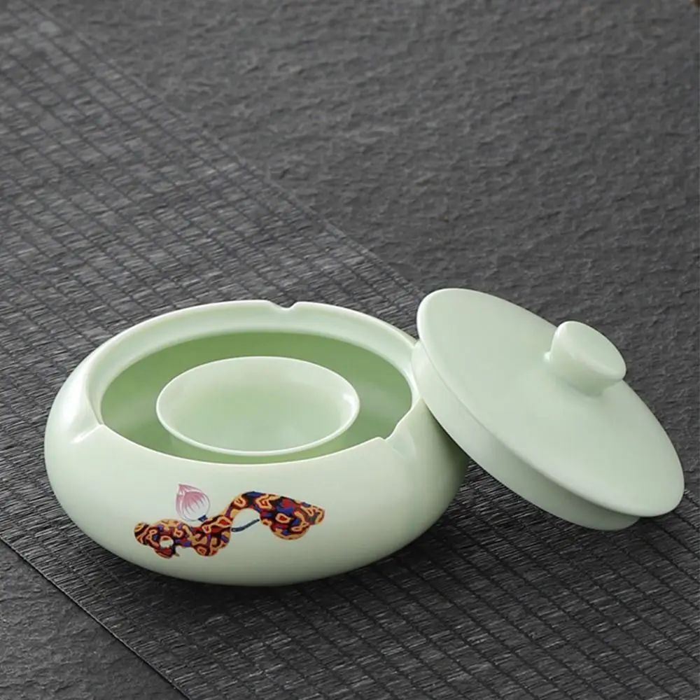 Traditional Calligraphy Inkstone Hot Pot Shaped Chinese Style Calligraphy Inkwell Dish with Lid Double Layer Ink Stone