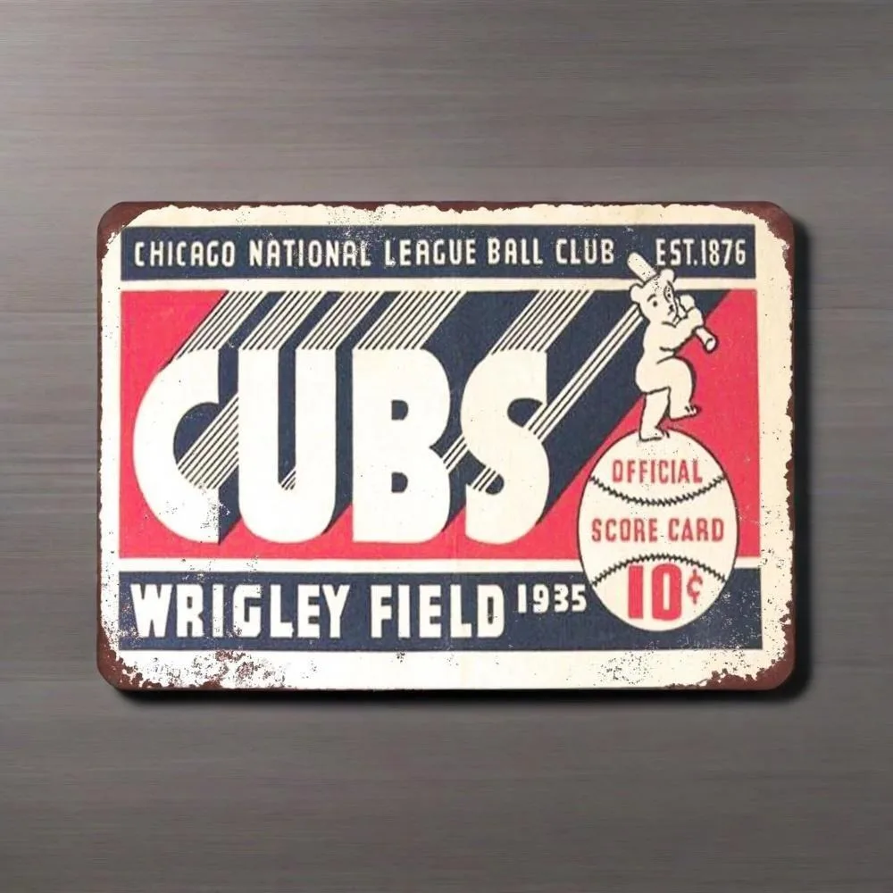 CubsVintageWorks 1935 Chicago Cubs Scorecard Vintage Reproduction SIGN | Classic Baseball Scorecard Art | Must - Have