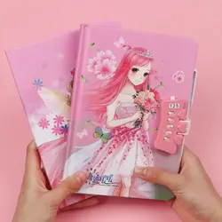 Cahier de dessin animé pour filles, verrouillage par mot de passe, page à colorier, journal intime, bloc-notes pour élèves du primaire, cadeaux de retour à l'école