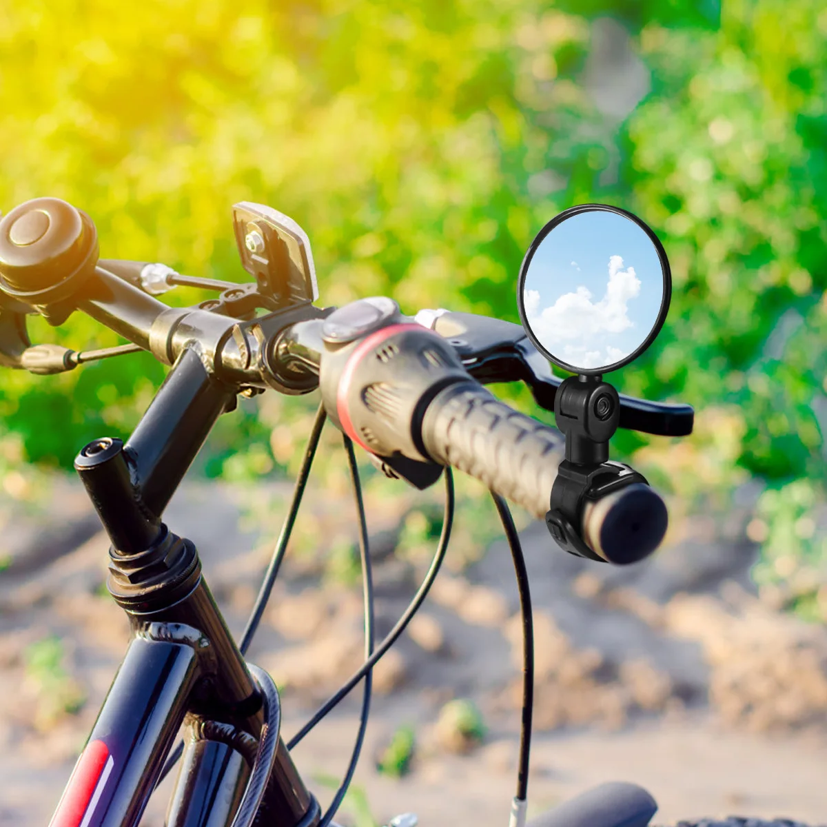 

2Pcs Universal Rear View Mirror for Bike Adjustable Belt Mount 360 Rotation Large Scratch Resistant Lens Bike Rear View Mirror