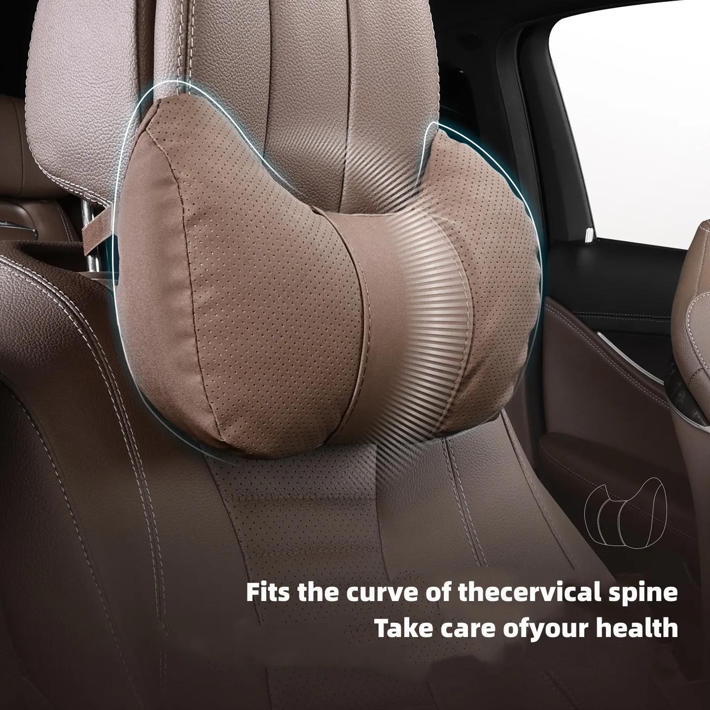 New Car Neck pilow Headrest Cattle Horn Shape Comfortable Breathable Universal Fit For All Seasons Car Interior Accessories