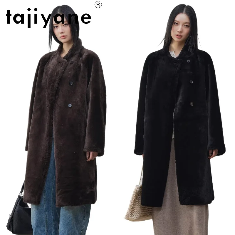 

TAJIYANE Natural Merino Sheepskin with Wool Attached Coat Woman Luxury Long Real Fur Coat Winter Jacket 2026 Women Clothes шуба