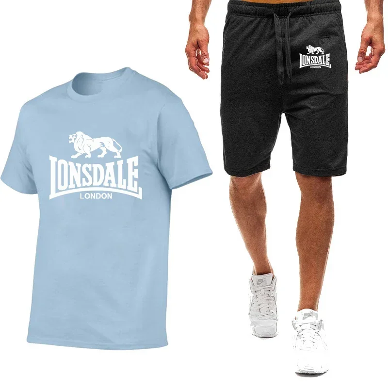 Summer New Lonsdale Printing Men\'s High Quality Nine Color Short-sleeved T-shirt Simple Casual Trendy Casual Movement Man Suit