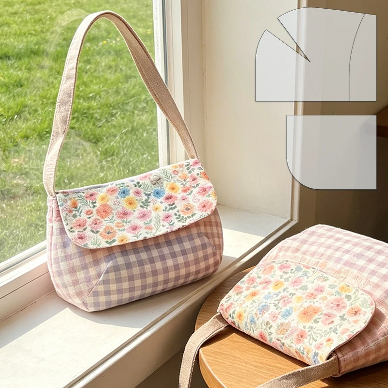NUBECOM 2pcs Lovely Shoulder Bag Sewing Templates, DIY Fresh & Vivid Color Crossbody & Handbag Quilting Stencils, PET Templates