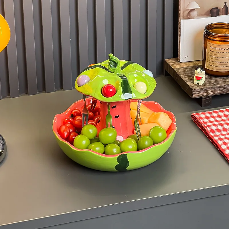 Special Customized Watermelon Shaped Design Creative Decorative House Table Ceramic Plate Luxury Fruit Tray