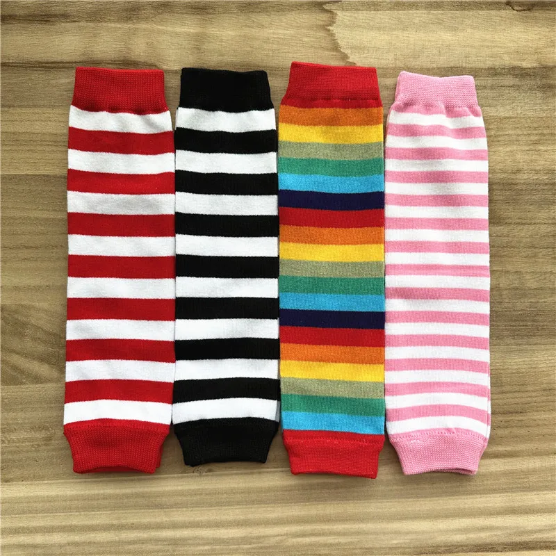 1 Pair Stripe Baby Leg Warmers - Rainbow/Red/Black/Stripes, All-Season Leg Warmers for Girls & Boys