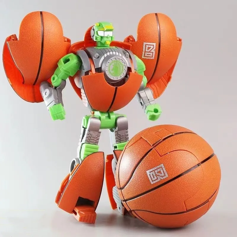 Transforming Basketball Robot into Toy Football Warrior Children's Cartoon Puzzle Rugby Men Model