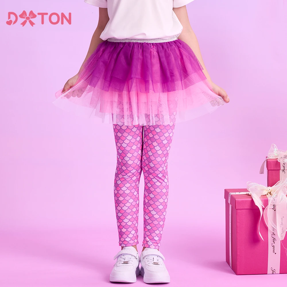 

Женские леггинсы с юбкой DXTON, Всесезонные детские повседневные юбки-штаны, Лоскутная юбка, брюки для девочек, детские платья с имитацией двух предметов
