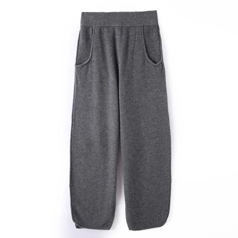 

Tailor Sheep 100% Pure Wool Women's Wide Leg Pants Loose Knitted Nine Point Women's Cashmere Wide Leg Pants New