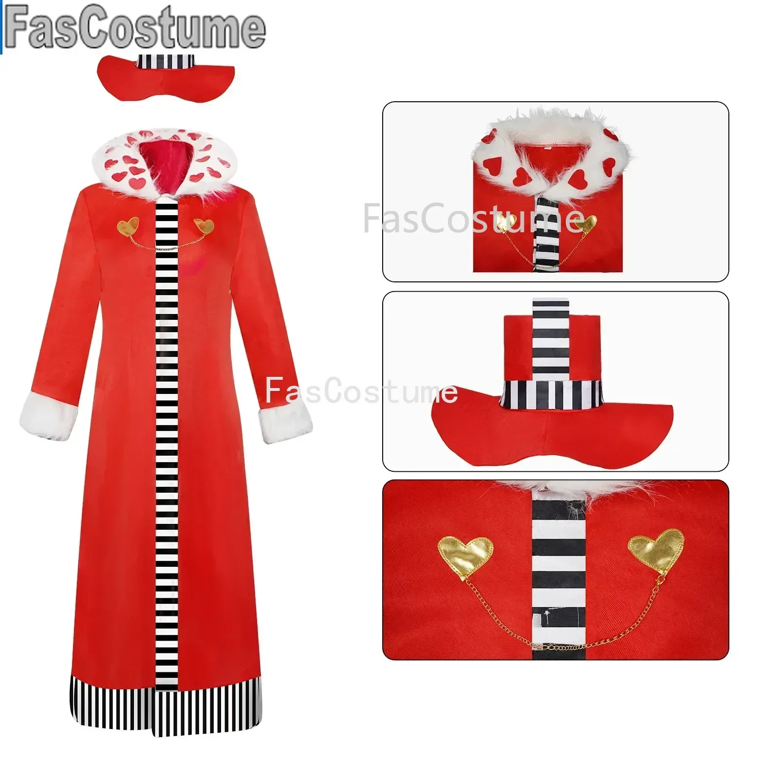 

FasCostume Valentino Cosplay Anime Roleplay Costume Men Women Long Red Coat Uniform Halloween Christmas Party Suit