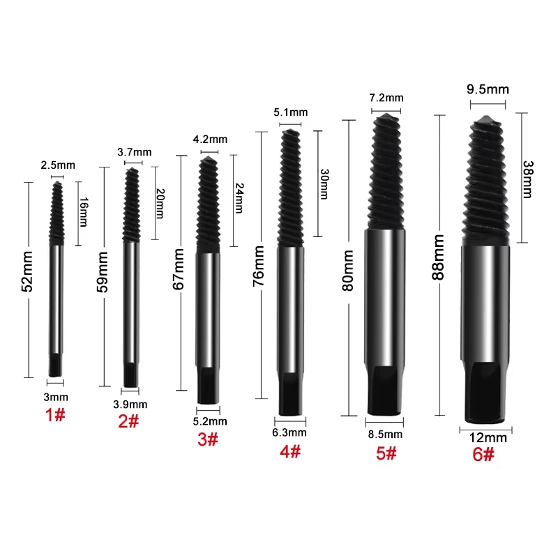 5Pcs Screw Extractor Metal Drill Bit Set Damaged Screws Remover Extractor Woodworking Tools Broken Bolt Water Pipe Extractor
