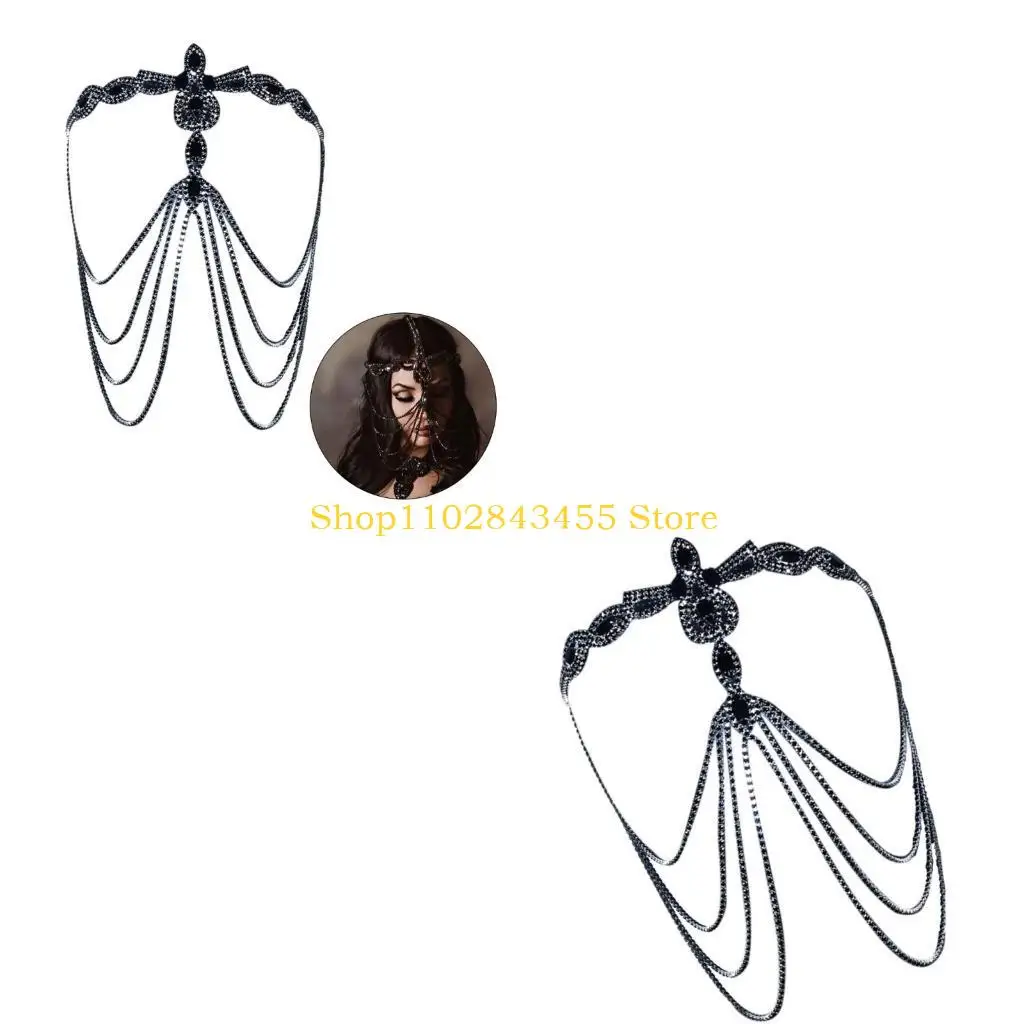 

49MC Mysterious Black Mask with Rhinestones for Fashion Party Goers Cosplay Costume