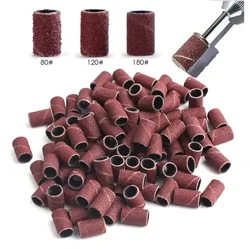 100/50 Pc Schuren Cap Bands Voor Elektrische Manicure Machine 180/120/80 Grit Nail Boor Slijpen bit Bestanden Pedicure Tool