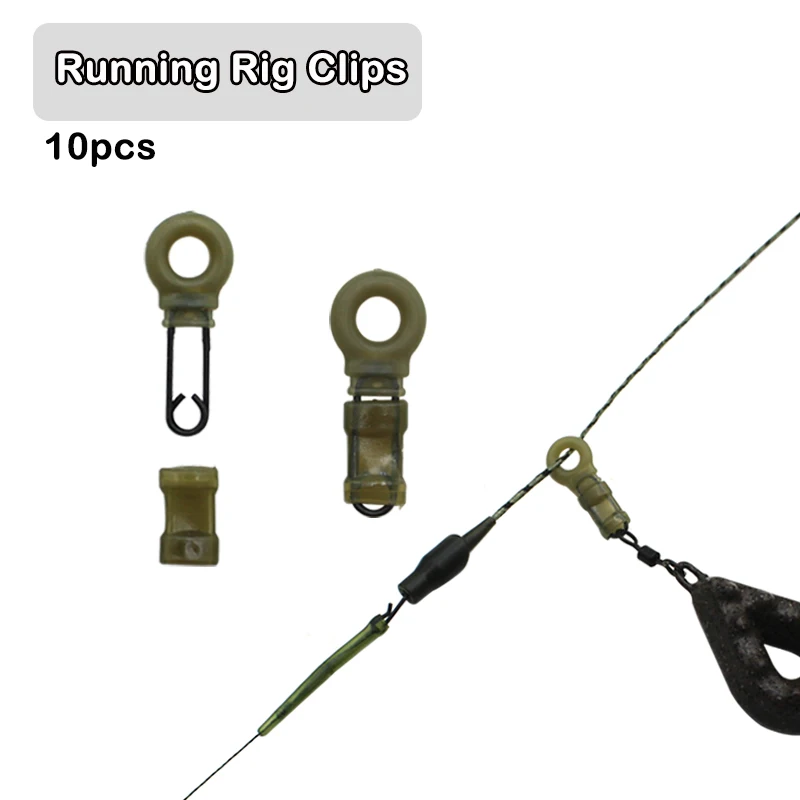 

10pcs Carp Fishing Running Rig Accessories Kit Heli Chod Rig Ring Clips QC Clip Carp For Carp Leader Line Helicopter Rigs