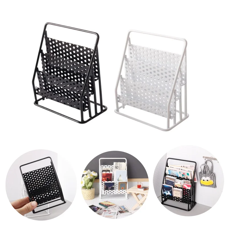 1:12 Dollhouse Iron Storage Rack Newspaper Rack Doll Miniatur Bookshelf Display Rack Furniture Home Decor Micro Scene Ornament