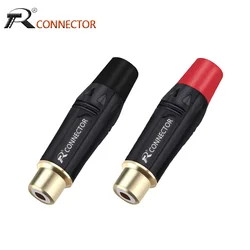 2pcs RCA Female Audio Video Jack Connector Lotus Jack Black Plating Electrophoresis With Gold Plated Head