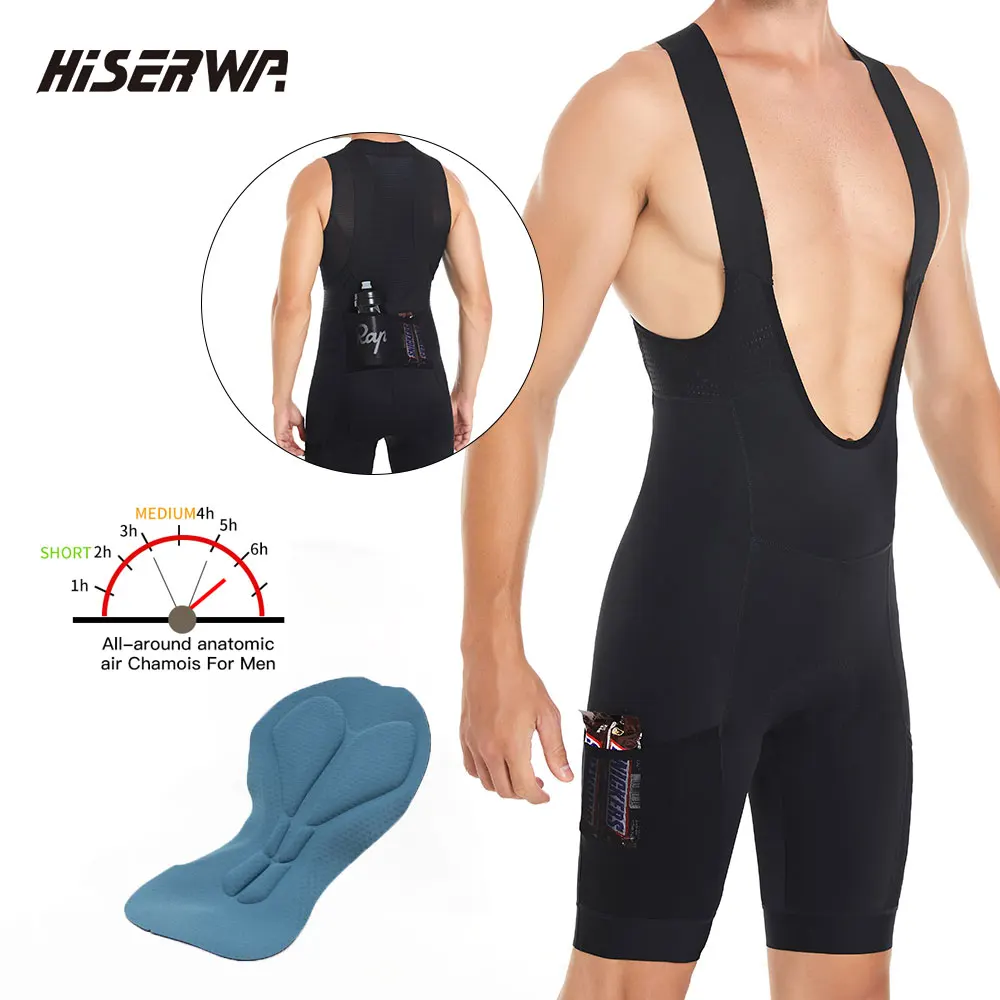 

HISERWA Men Cycling Bib Shorts 7 Hours Italy Breathable Pad Bicycle Shorts Mountain Road Bike Pants MTB Cycling Tights