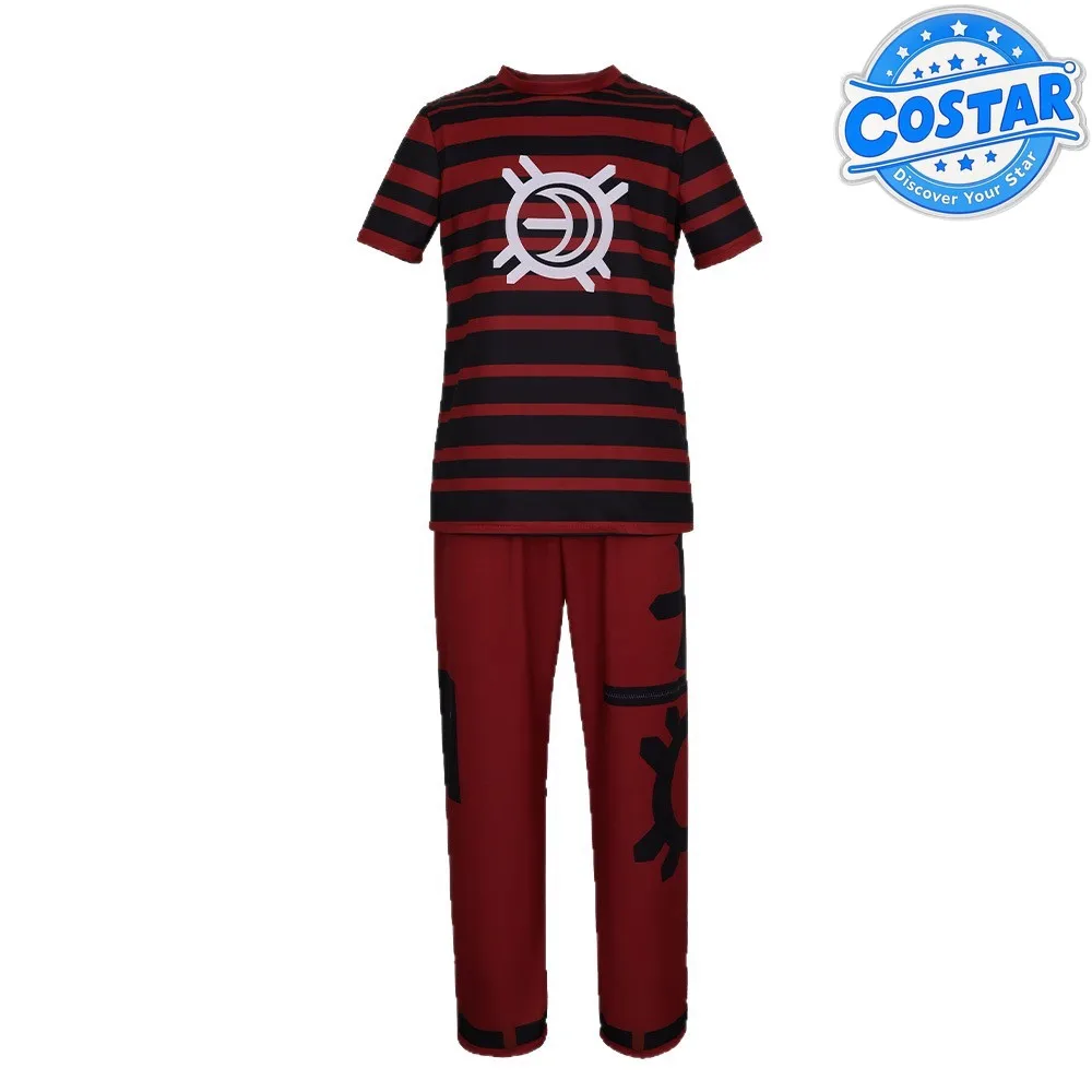 

Футболка в красную и черную полоску «Зомби Виктор», карнавальный костюм на Хэллоуин, карнавальный костюм, одежда из фильмов ужасов, одежда для выступлений