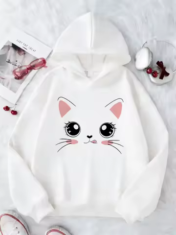 Kawaii Cat Meme Funny Hoodie Kids Cat Children's Sweatshirt Hoody for Boys Girls Autumn Winter Casual Hoodies