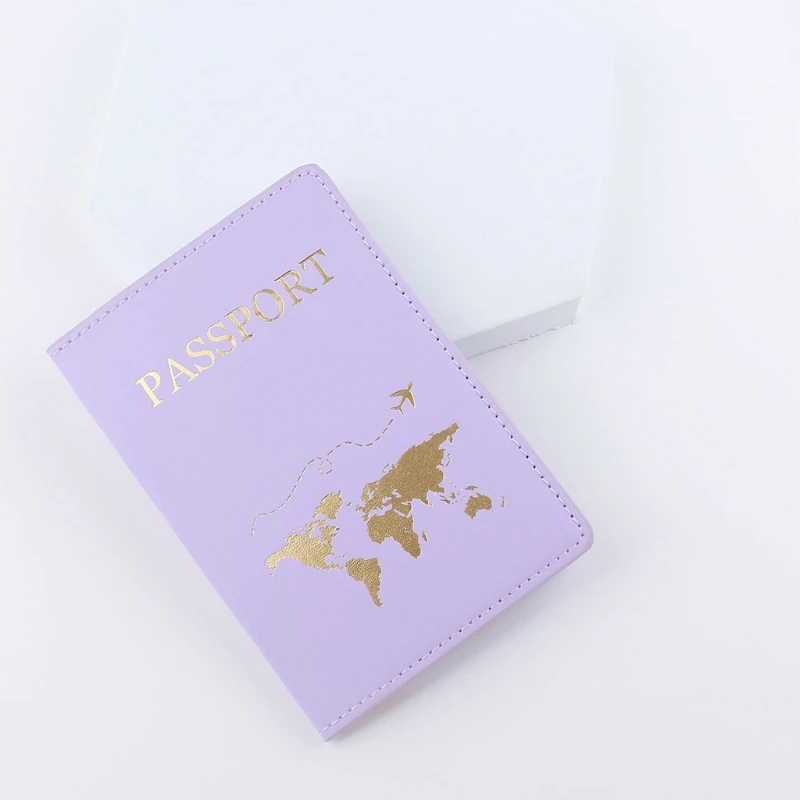 Sumple Couples Pu Leather Map Passport Holder for Case Credit Card Wallet for