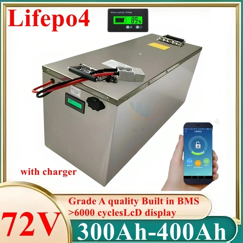 

72v Lifepo4 Battery 60Ah 80Ah 100Ah 150Ah 200Ah 300Ah 400Ah for 7KW 14KW Tricycle Motocycle Scooter，EV，AGV car,Forklift +10A