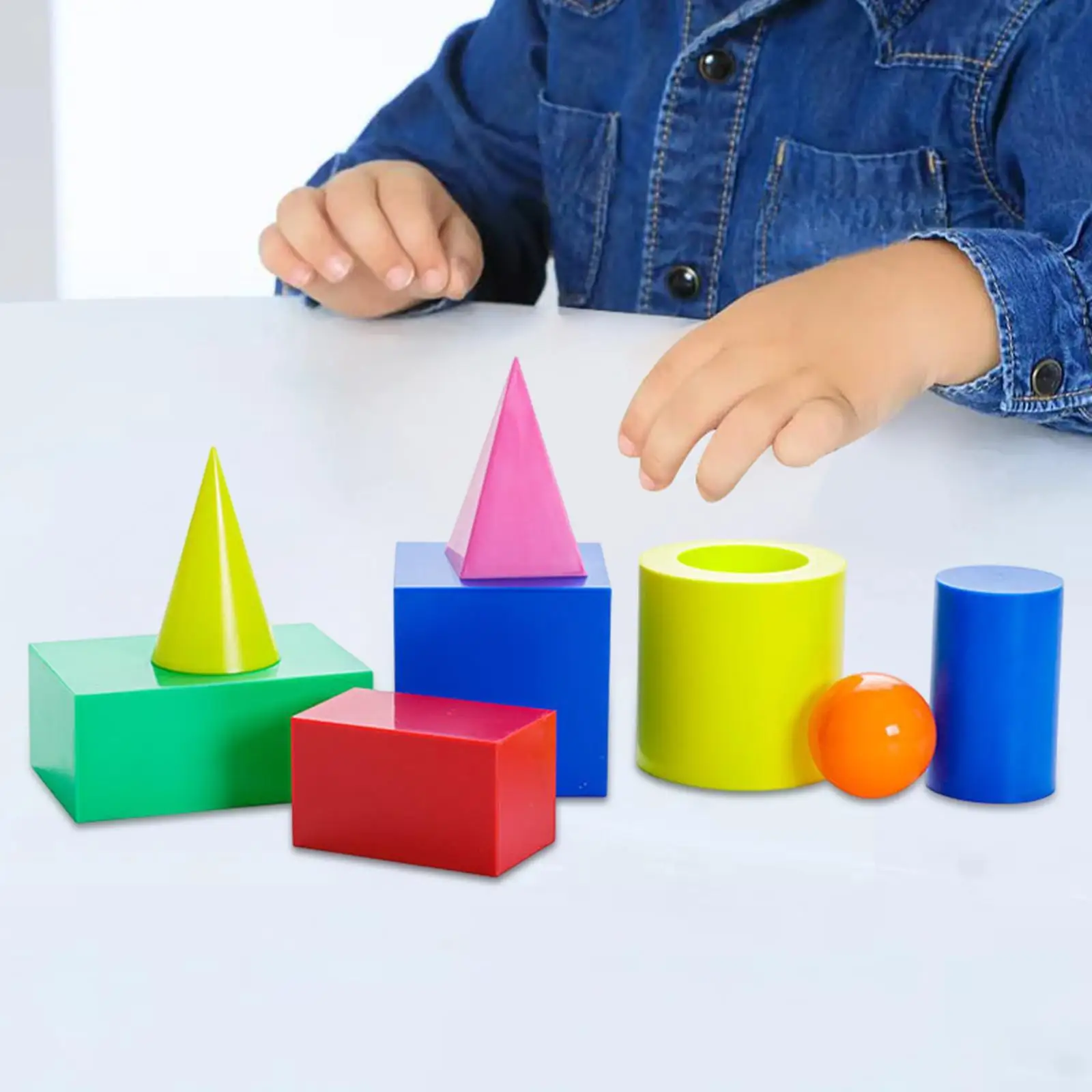 Geometric Solids Math Toys Classroom Manipulatives for Kids Geometric Shapes Pattern Blocks Solid for Preschool Elementary